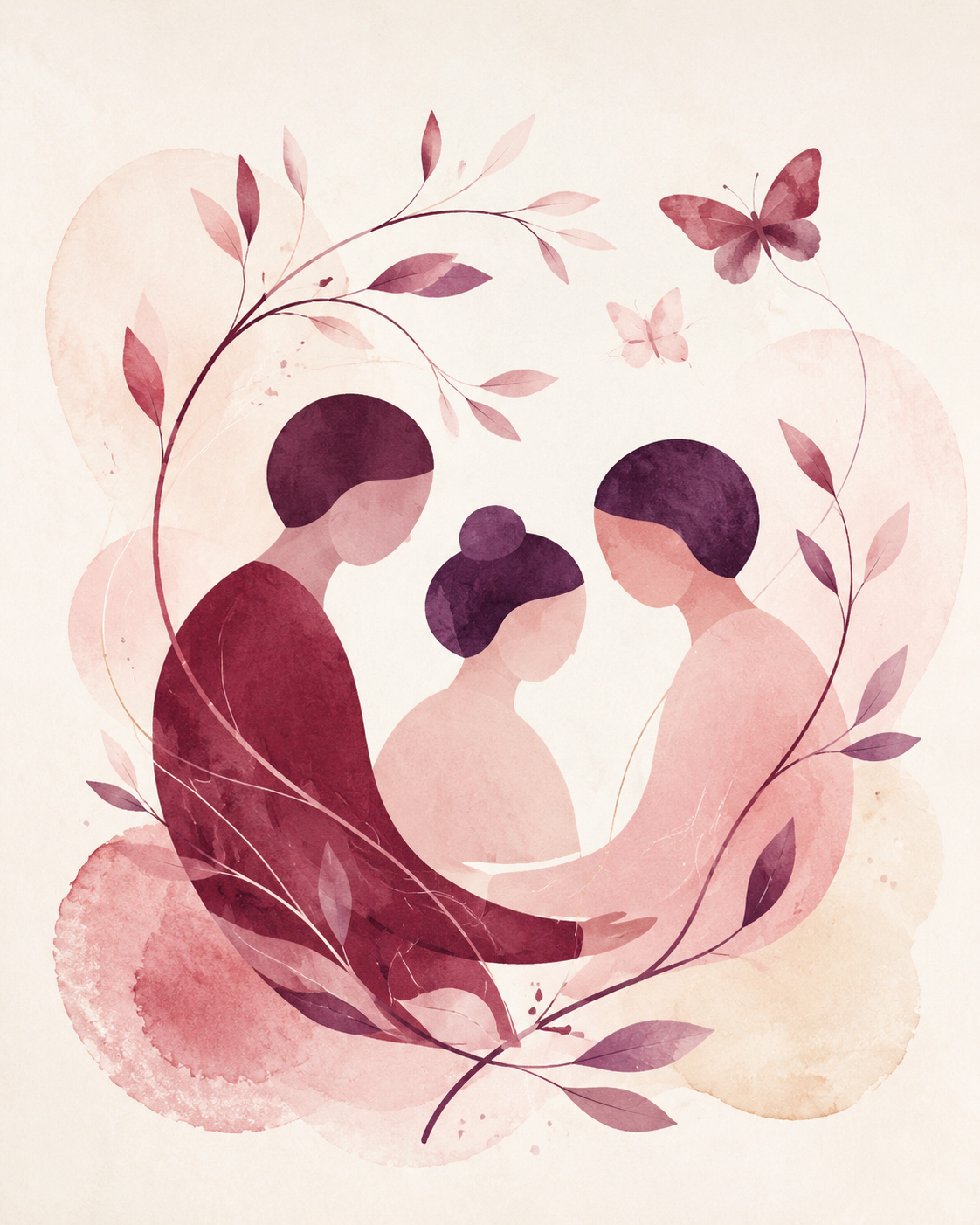 Illustrazione dedicata al dialogo e al sostegno nella famiglia